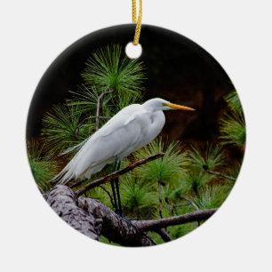 Décoration En Céramique "Grande aigrette en vol"