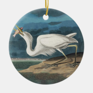 Décoration En Céramique Grande Peinture de la faune d'Audubon Heron blanc