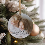 Décoration En Céramique Grandkids Make Life Grand | Photo<br><div class="desc">Create a sweet gift for a beloved grandma or grandpa with this beautiful ceramic photo ornament. "Grandkids make life grand" appears as an overlay on your favorite photo in calligraphy lettering. Customize with the year and add a second photo to the back.</div>
