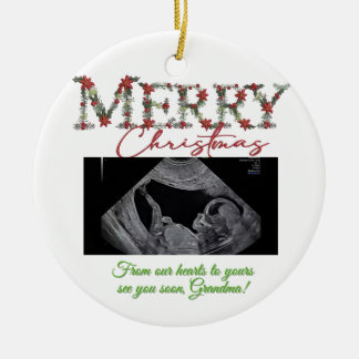 Décoration En Céramique Grandma Christmas Ornament With a Baby Sonogram