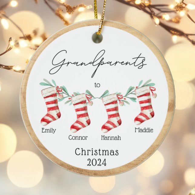 Décoration En Céramique Grandparents Christmas Ornament Custom Stockings (Créateur téléchargé)