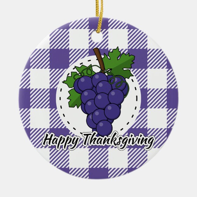 Décoration En Céramique Grape on Violet Plaid (Devant)