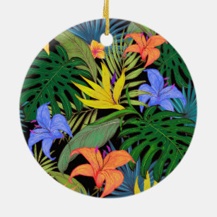 Décoration En Céramique Graphique de fleur d'Aloha de Hawaii tropical