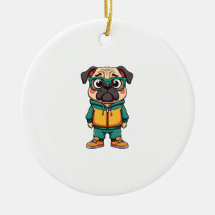 Décoration En Céramique Graphisme de mode streetwear de chien de Pug de de
