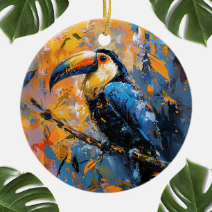 Décoration En Céramique Gras Peinture à l'huile Toucan