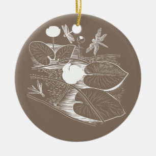 Décoration En Céramique Gravure de nénuphars