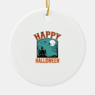Décoration En Céramique Gravure Vintage Joyeux Halloween Maison Hantée Dé
