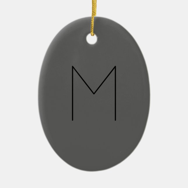 Décoration En Céramique Gray Black Bold Monogram Modern Initials (Devant)