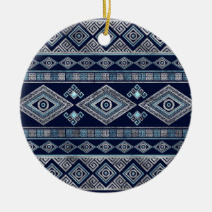 Décoration En Céramique Greek Evil Eye and Meander Key Ornament