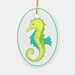 Décoration En Céramique Green Blue Sea Horse Seahorse Océan Marine Life