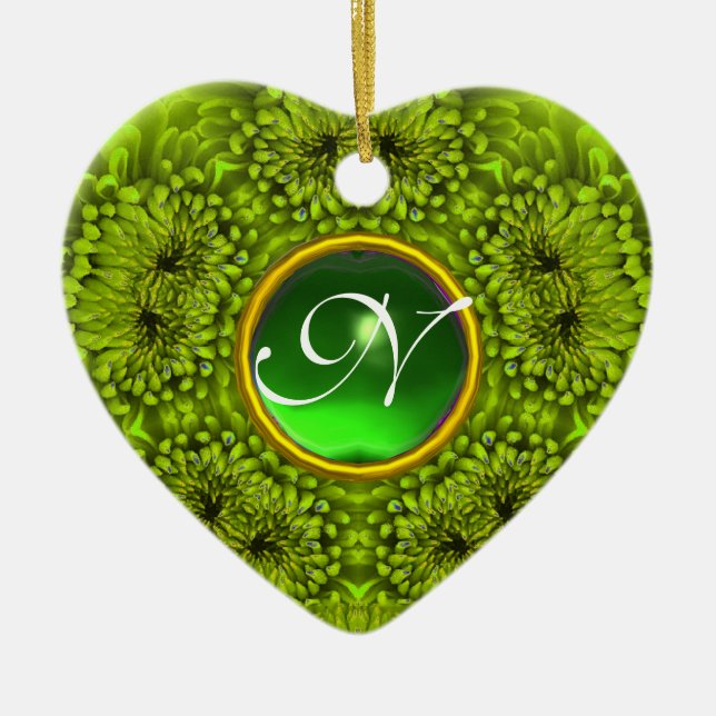 Décoration En Céramique GREEN DAHLIA EMERALD MONOGRAM Coeur (Devant)