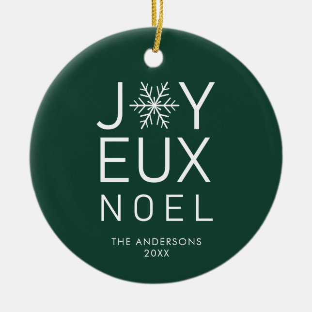 Décoration En Céramique Green Joyeux Noel Typographie moderne Vacances (Devant)