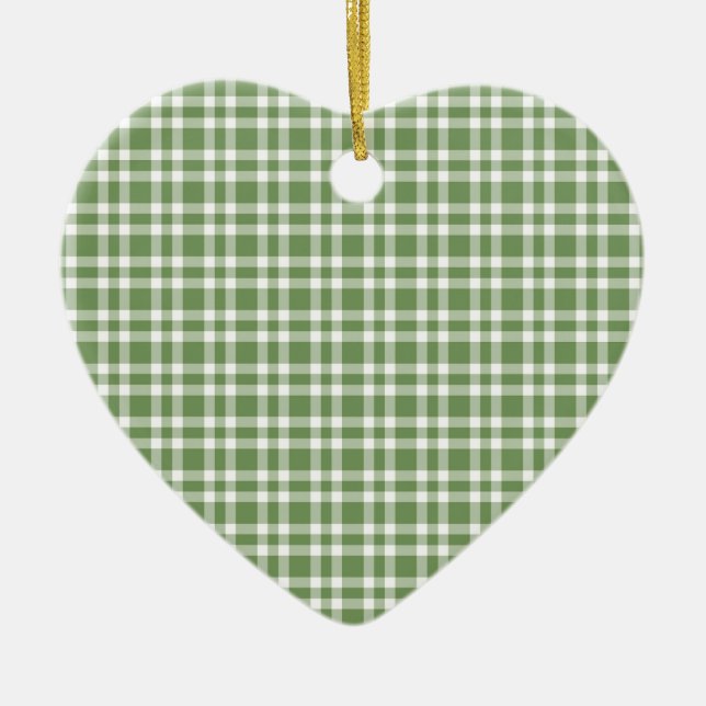 Décoration En Céramique Green White Plaid Pattern (Devant)