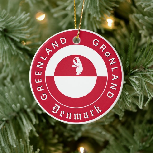 Décoration En Céramique Greenland Ornament, Bear, travel, Greenland Flag (Arbre)