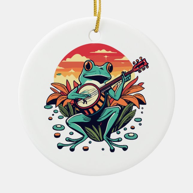 Décoration En Céramique Grenouille banjo (Devant)