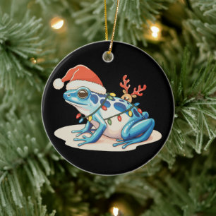 Décoration En Céramique Grenouille de Dart Santa Chapeau Lumières de Noël