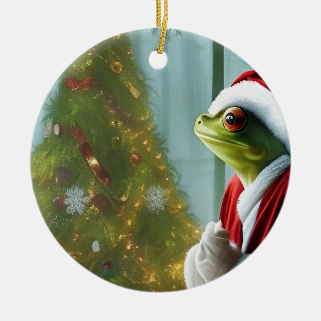 Décoration En Céramique Grenouille de Noël (Devant)