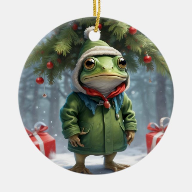 Décoration En Céramique Grenouille de Noël (Devant)