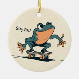 Décoration En Céramique Grenouille en skateboard – Jolie illustration d'an