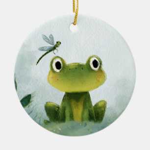 Décoration En Céramique Grenouille et libellule mignonnes – Illustration d