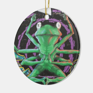 Décoration En Céramique Grenouille Relaxante Avec Huit Armoiries