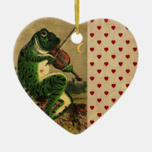 Décoration En Céramique Grenouille romantique à lunettes Vintages avec vi