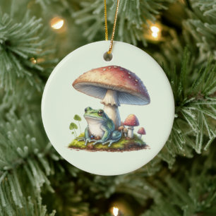 Décoration En Céramique Grenouille sous un champignon Mignon Nature