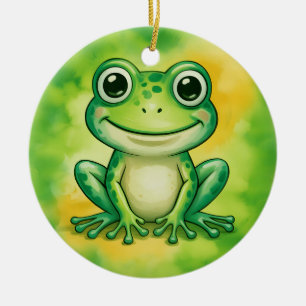 Décoration En Céramique Grenouille verte mignonne
