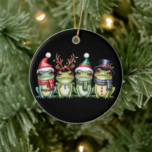 Décoration En Céramique Grenouilles Noël Amoureux des Grenouilles Mignon P