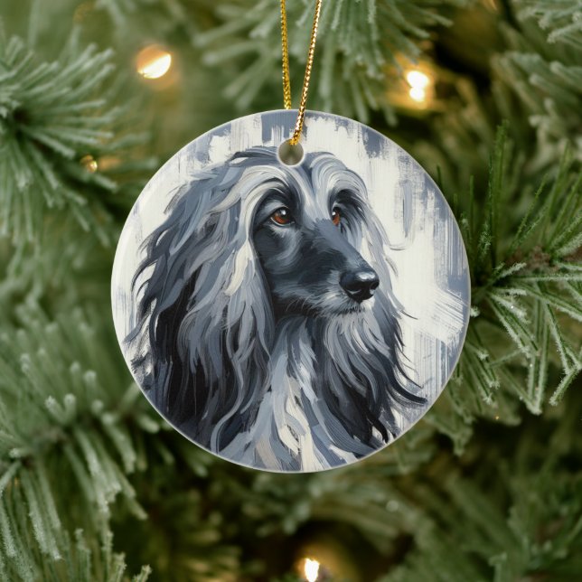 Décoration En Céramique Grey Afghan Hound Portrait (Arbre)