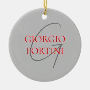 Décoration En Céramique Gris Rouge Votre nom Monogramme initial Moderne