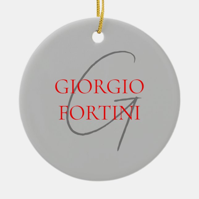 Décoration En Céramique Gris Rouge Votre nom Monogramme initial Moderne (Devant)