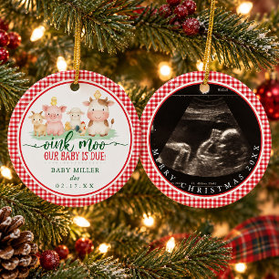 Décoration En Céramique Groinque Meuh Notre Bébé Est Prévu Noël Animaux De