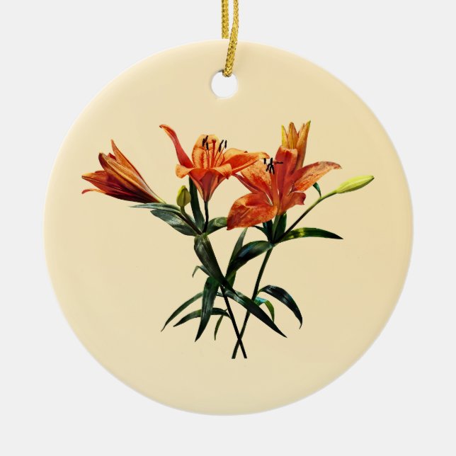 Décoration En Céramique Groupe de Lilies orange (Devant)