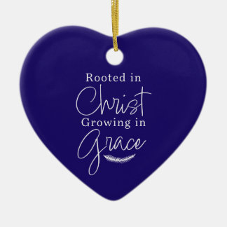 Décoration En Céramique Growing in Grace Blue and White Heart Christmas