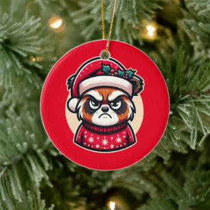 Décoration En Céramique Grumpy Christmas Chat - Ambiance festive amusante 