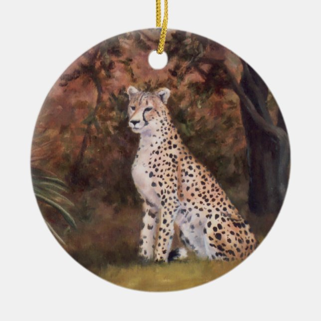 Décoration En Céramique Guépard reposant l'ornement fier (Devant)