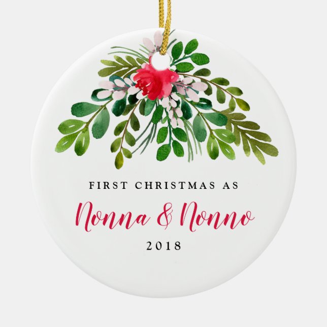 Décoration En Céramique Gui rouge et vert nouveau Nonna nouveau Nonno (Devant)