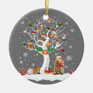 Décoration En Céramique Guinea Pig Christmas On Winter Tree Goat Lover Paj