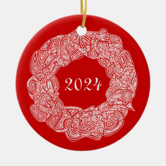 Décoration En Céramique Guirlande Commémorative À Deux Côtés (Joie/Année)