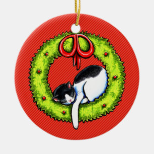 Décoration En Céramique Guirlande de chat de Kitty de Noël