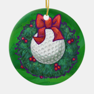 Décoration En Céramique Guirlande de Noël de boule de golf sur le vert