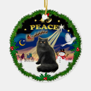 Décoration En Céramique Guirlande de paix - chat perse noir