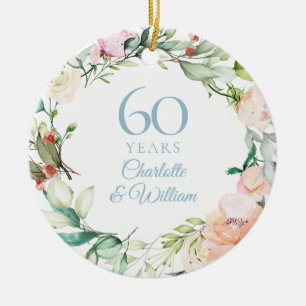 Décoration En Céramique Guirlande de roses douces d'été 60e anniversaire