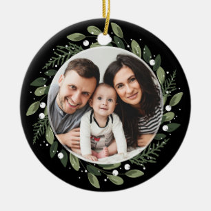 Décoration En Céramique Guirlande verte givrée