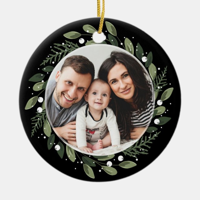 Décoration En Céramique Guirlande verte givrée (Devant)