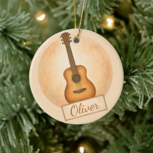 Décoration En Céramique Guitare Acoustique Nom Personnalisé Pour Amoureux