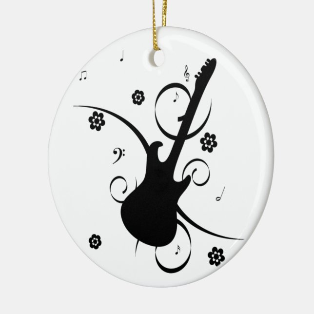 Décoration En Céramique Guitare Avec Notes Musicales (Gauche)