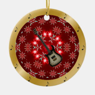 Décoration En Céramique Guitare Elec ~ Argent ~ Rouge~ Or ~ Noël ~