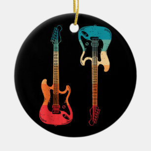 Décoration En Céramique Guitare Rétro Guitariste Électrique Basse Guitare